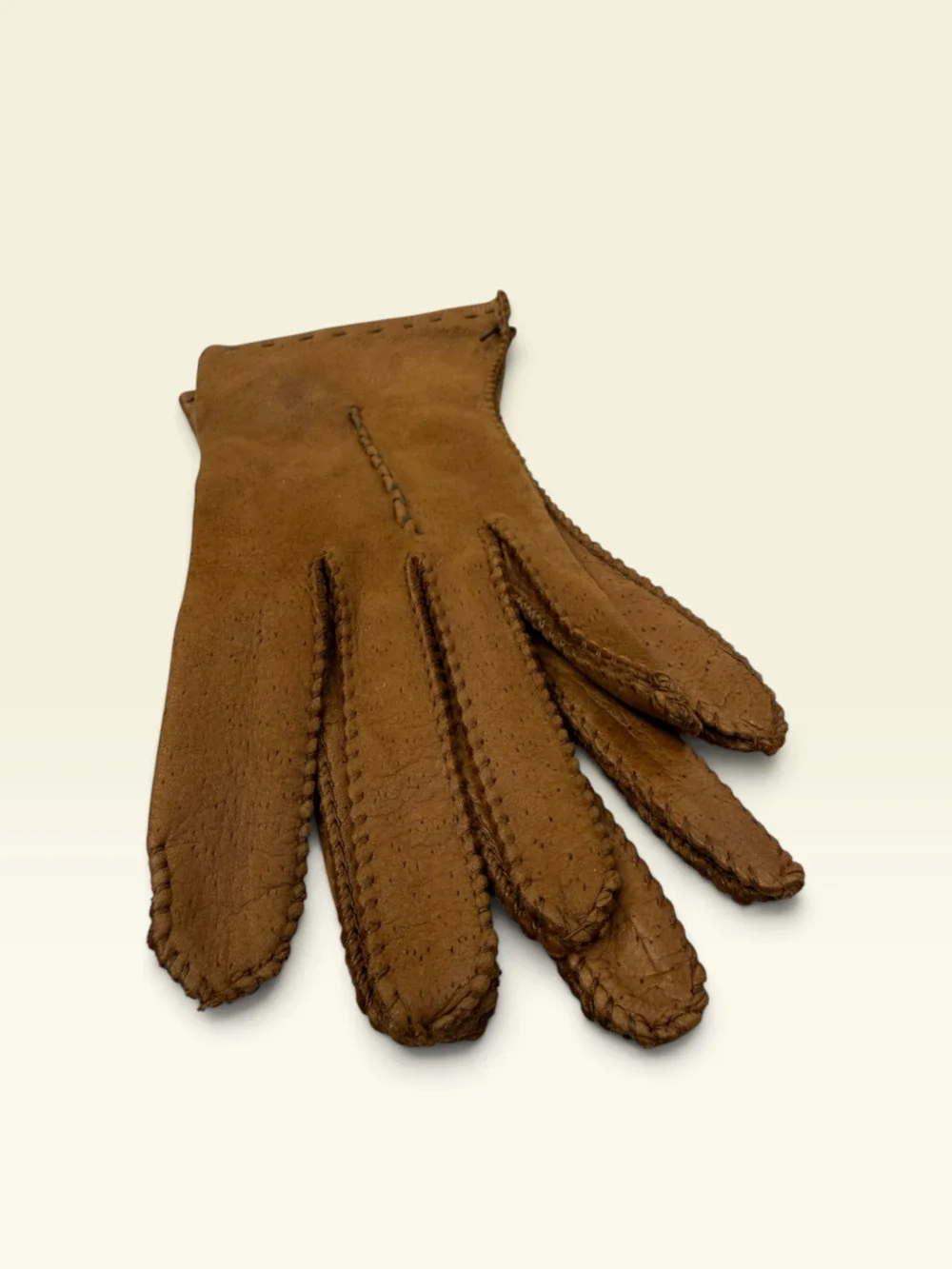 Vintage Women’s Soft Brown Leather Gloves Size 6½ Hand-Stitched Unworn